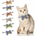 thumbnail image 3 of Dog Bowknot Collar Adjustable Buckle Design Plaid Printing Pet Dog Cat Necklace with Bell Pet Supplies Cat Bowknot Collar, 3 of 8