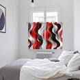 thumbnail image 4 of Red Black Grey Kitchen Curtains 63 Inch Length, Geometric Moire Artwork Modern Abstract Grommet Top Bedroom Living Room Curtains, Light Filtering Cafe Curtain Drapes 2 Panels Set 104''x63'', 4 of 9