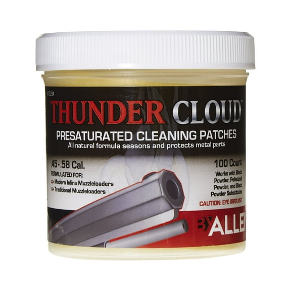 Thunder Cloud™ Black Powder Pre-Treated Round Cotton Cleaning Patches, .45-.58 Caliber, 100-Pack, Yellow