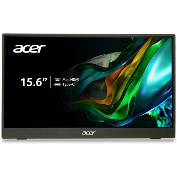 Acer PM161Q Bbmiuux 15.6 Full HD 1920 x 1080 IPS Business Slim Portable Monitor | AMD FreeSync | External Monitor for Laptop PC Mac I Two 1W Speakers | 2 - USB 3.1 Type-C Ports & 1 - Mini HDMI