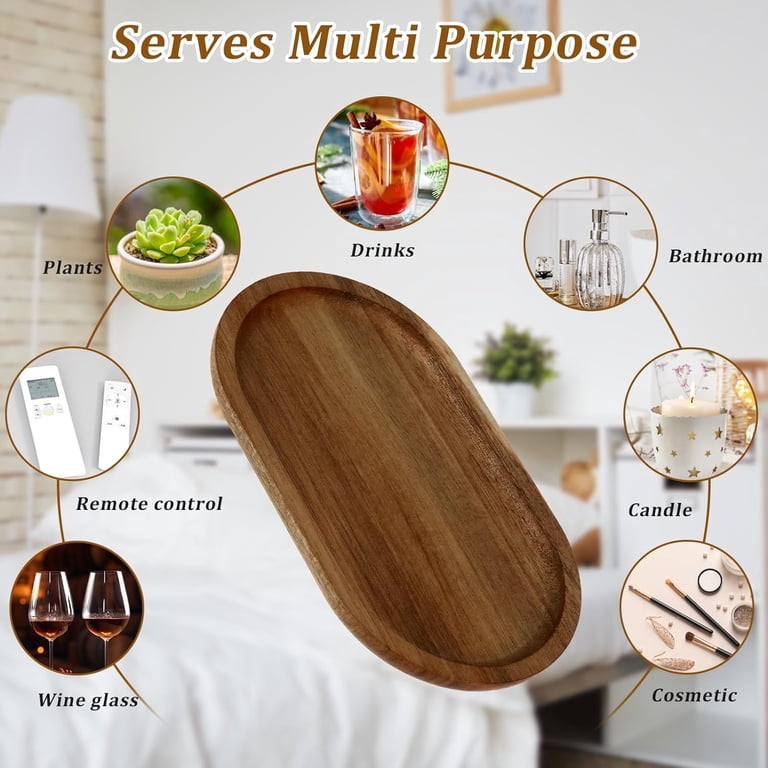 FANGQIULI Oval Acacia Wood Serving Tray, 7.8 x 4.6" photo 7