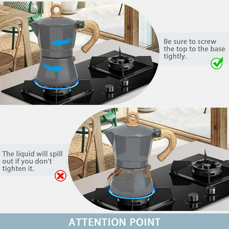 Stovetop Maker Espresso 6-cup Moka Classic Coffee Pot Gas or Electric  Aluminum