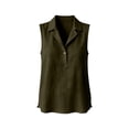 thumbnail image 4 of cocolona Womens Summer Linen Tank Tops Lapel Sleeveless Button Shirts Trendy Casual Solid Color Blouses, 4 of 6