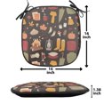 thumbnail image 5 of Autumn Chair Seating Cushion Set of 4, Season Camp Items Marshmallow Hot Chocolate Campfire Pumpkin Fall, Seat Pads for Office with Anti-slip Backing, 16"x16", Dark Taupe and Pale Orange, by Ambesonne, 5 of 7