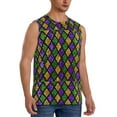 thumbnail image 2 of Yiaed Mardi Gras Shiny Green Purple Print Men's Singlet Vests Summer Running Muscle Tank Tops Gym Undershirt Round Neck Sleeveless for man, 2 of 5