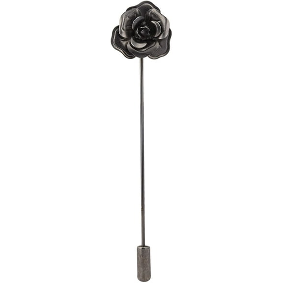 Knighthood Formal Black Metalic Flower Lapel Pin