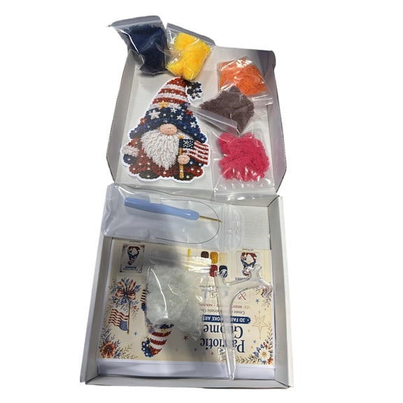 Gnome 3D Fabric Poke Art Kit with Patriotic Design and Complete Diy Supplies for Adults and Beginners, Craft Decoration