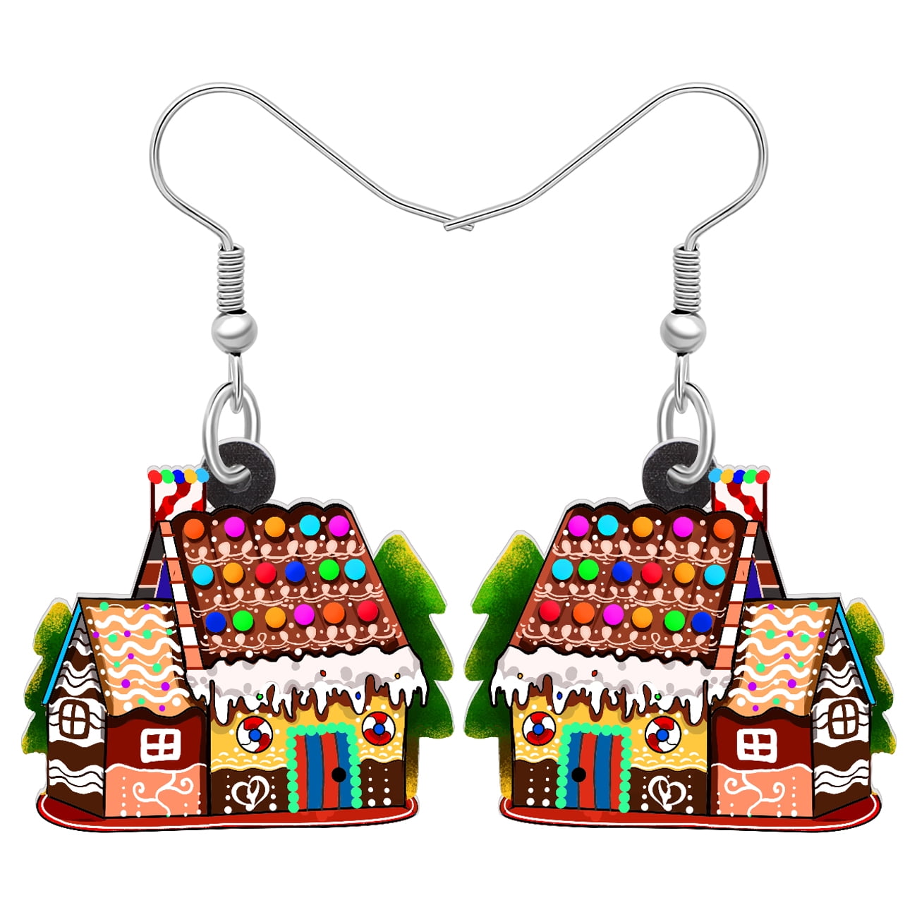 Christmas Gingerbread House Earrings Hypoallergenic Acrylic Candy House Dangle Jewelry For Women Gift