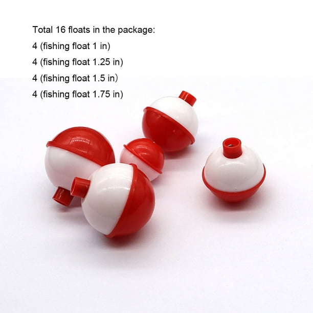 16 Pieces Fishing Bobber Tackle Plastic Saltwater Plastic Round Shaped  Freshwater Boat Fish Round Shaped Bobbers for Professional Beginner