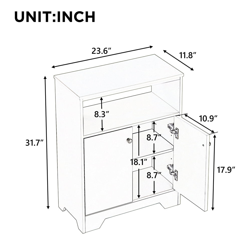 Kepooman Bathroom Storage Cabinet, Freestanding Floor Sideboard, Accent Cabinet with Adjustable Shelf, Industrial TV Console for Home Kitchen, White Kepooman Bathroom Storage Cabinet, Freestanding Floor Sideboard, Accent Cabinet with Adjustable Shelf, Industrial TV Console for Home Kitchen, White