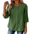 thumbnail image 4 of Women's Casual Round Neck Down Short Sleeve Top T Shirt, 4 of 6