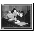 thumbnail image 2 of Historic Framed Print, [Fiorello La Guardia, half-length, seated at desk, facing left, in meeting with Eleanor Roosevelt, and two other people], 17-7/8" x 21-7/8", 2 of 9
