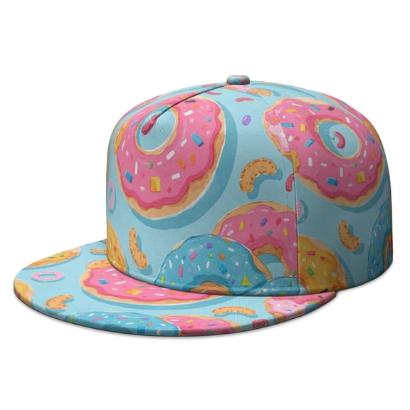 Snapback Hat for Men Women,Doughnut Lat Brim Cap Teens Adjustable Baseball Cap for Hip Hop Enthusiasts