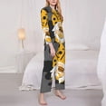 thumbnail image 3 of Salouo Bee Gnome With Sunflower Pattern Women's Pajamas Set Long Sleeve Button Down Sleepwear Soft Pj Lounge Sets for women 2 Piece Pjs Set with Long Pants-X-Large, 3 of 7