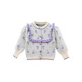 thumbnail image 1 of Wangsaura Baby Girls Ruffle Cardigan Long Sleeve Round Neck Floral Print Button Down Sweater Fall Tops, 1 of 3