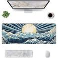 thumbnail image 2 of Bule Japanese Wave Sun Gaming Mouse Pad XL, Large Non Slip Rubber Mousepad, Stitched Edges Mouse Pads, Long Extended Mice Pad,31.5'''' X 11.8'''', 2 of 6