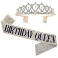 thumbnail image 1 of 1set Bling Rhinestone Crown Tiara Sash Birthday Anniversary Party Decor Supplies, 1 of 4