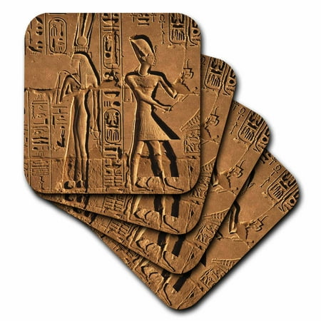 Mustang Stone Coasters 3dRose Egypt, Luxor, Stone reliefs in Amun Temple enclosure at Temples , Soft Coasters, set of 4 ()