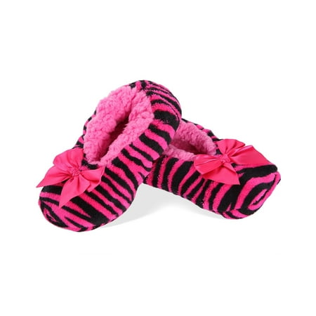 MeMoi Girls Zebra Slippers | Slippers for Kids and Girls Slippers by MeMoi L / Fuchsia MKF5 2515