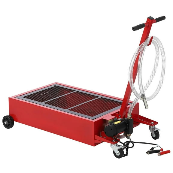 Accreate 20 Gallon Oil Drain Pan Oil Drain Tank with 12V Electric Pump, 76L Low Profile Oil Drain Pan, Oil Change Pan with T Foldable Hand and Wheels, 8FT Hose Oil Drain Cart for Car, SUV, Trucks