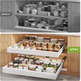thumbnail image 6 of 2 Pack Pull Out Cabinet Organizers 21"Deep With Raising Pad for Framed Cabinets,Expandable Slide Out Drawers Upgrade 3 Slide Rails,Roll Out Shelves Adhesive,Adjustable Width 15.2"-26.3" White, 6 of 14