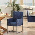 thumbnail image 2 of Manhattan Comfort Element 18.9" Velvet Dining Armchair in Blue (Set of 2), 2 of 10