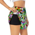 thumbnail image 3 of Lsque Colorful Tie Dye Stained Glass Printed Women's Running Shorts with Liner Pockets,Elastic Quick Dry Workout Athletic Gym Yoga Shorts,Womens High Waist Shorts-Large, 3 of 9