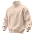 thumbnail image 2 of Trgacdwlo Fleece Mens 1/4 Zip Sweatshirt Stand Collar Fuzzy Mens Long Sleeve Pullover Plain Fall Winter Workout Sweatshirts for Men Beige L, 2 of 6
