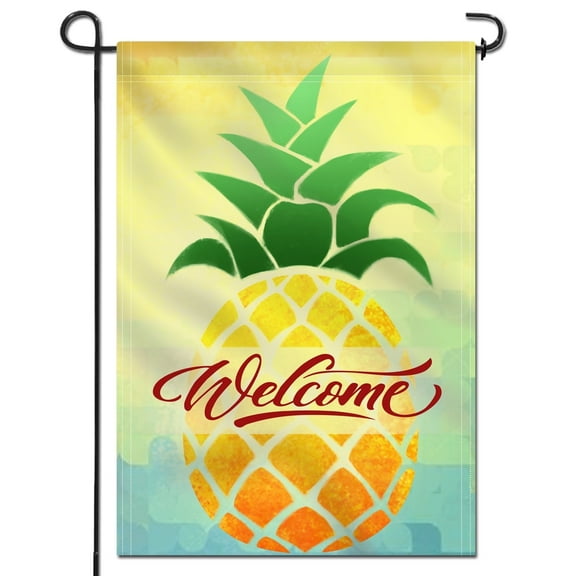 Anley Double Sided Summer Garden Flag - Cartoon Pineapple Welcome Garden Flags 18 x 12.5 Inch