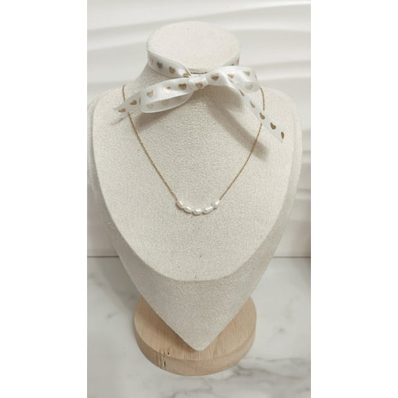 Grecia Necklace, Freshwater Pearl, Gold Stainless Steel