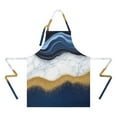 thumbnail image 2 of Blue Marble Gold Wave Pattern Apron-Garden Aprons for Women with Pockets-Cotton Linen Waterproof Kitchen Cooking Gardening Aprons Adjustable for Kitchen,Cooking,BBQ and Salon 33x27 Inch, 2 of 7