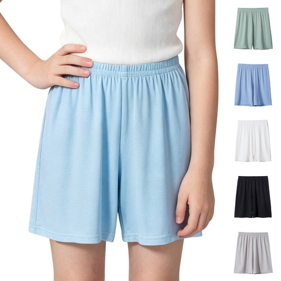 Antinious Boys Girls Solid Soft Comfortable Fabric Elastic Waist Daily Sleep Casual Shorts