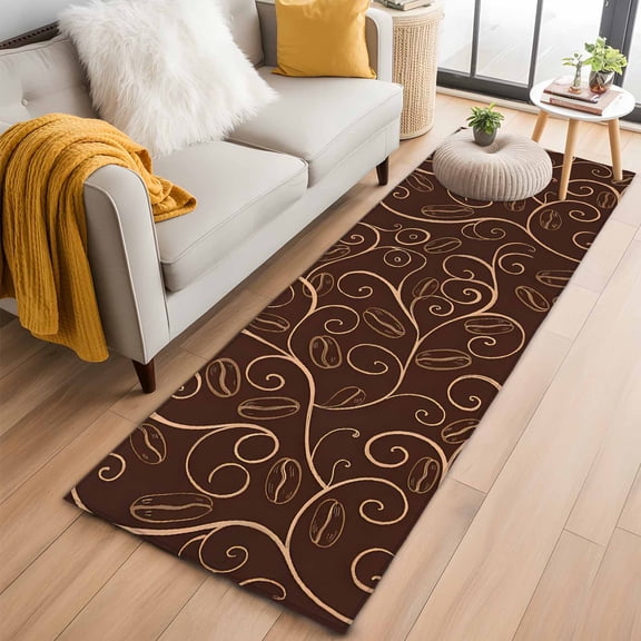 Brown Plants Kitchen Runner Rug 2x6 Washable Runners for Hallway Non Slip Farmhouse Rustic Farm Leaves Branches Large Area Rug Indoor Floor Carpet for Bathroom Laundry Entryway Bedroom Living Room