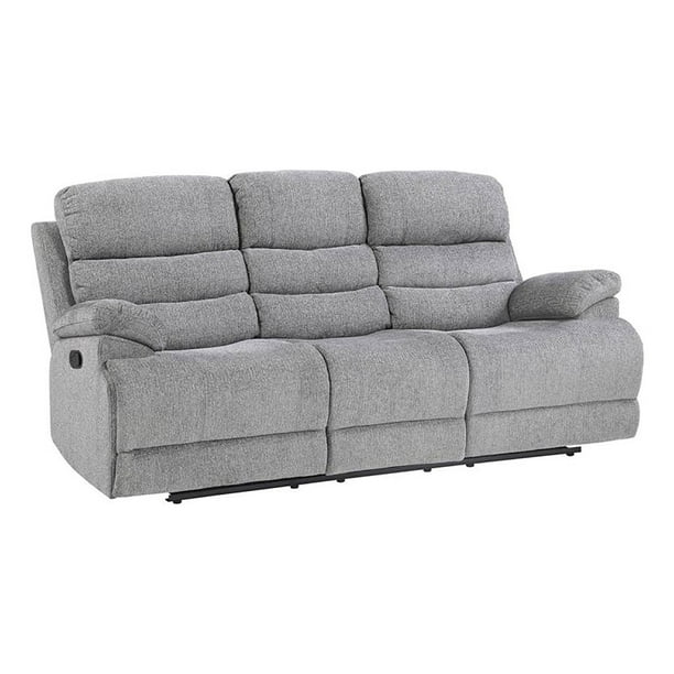 Pemberly Row 19" Transitional Chenille Fabric Double Reclining Sofa in