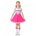 thumbnail image 2 of Girls Kids Cheerleader Uniform Dance Dress with Knee Socks Match Pom poms Set, 2 of 10