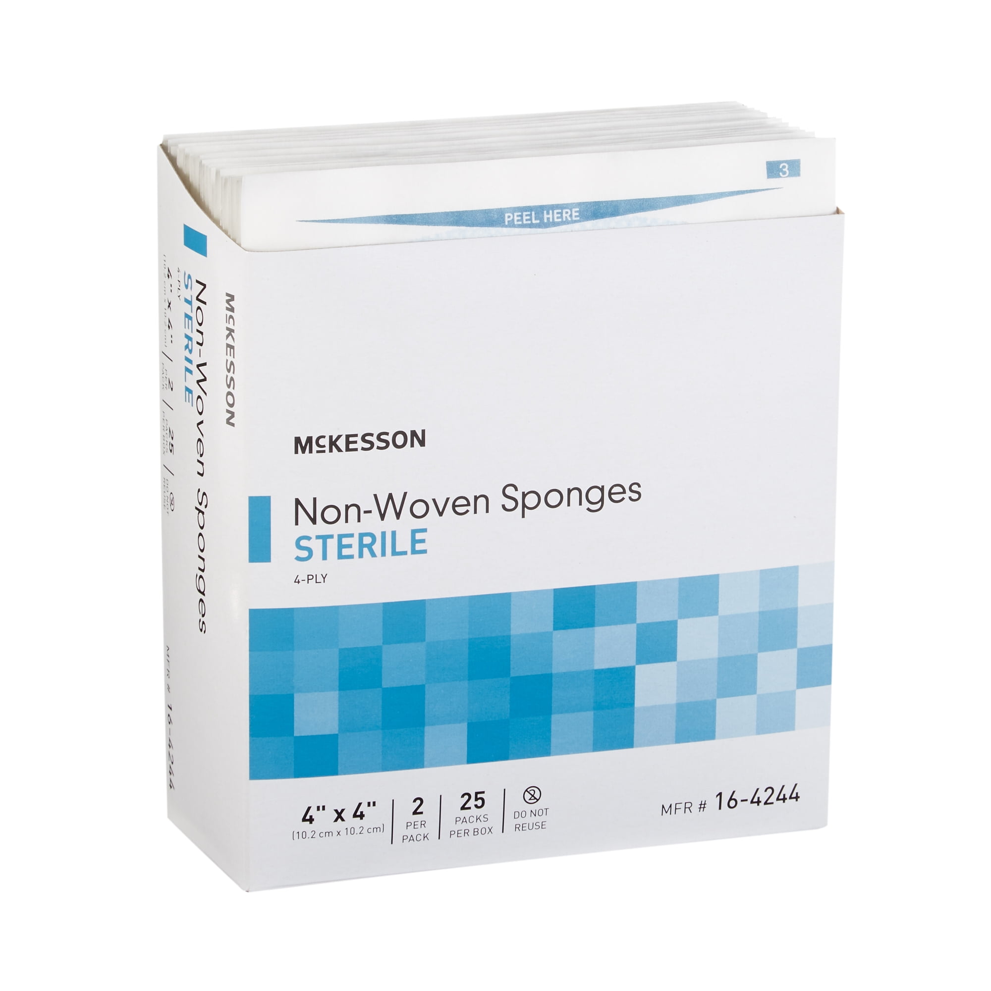 McKesson Non-Woven Gauze Sponges, Sterile Absorbent Wound Pad - 4 in x 4 in, 2 per Pack, 600 Packs, 1200 Total