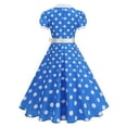 thumbnail image 3 of Hvyesh Women 1950s Rockabilly Swing Dress Vintage Tea Dress Polka Dot Short Sleeve Cocktail Party Dress Work Church Casual Dress, 3 of 8