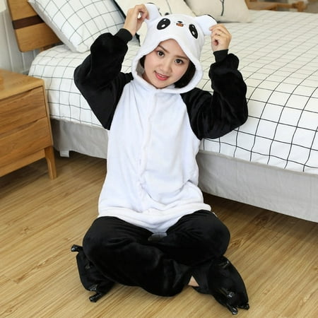 

CoCopeanut New Winter Women Men Unisex Adults Cartoon Onesie Animal Pajamas Unicorn Stitch Panda Panther Kigurumi Flannel Nightie Sleepwear