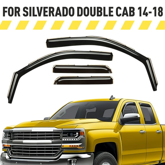 AEROGUYS In-Channel Window Deflectors Extra Durable Window Visors Rain Guards Fit for Chevrolet (Chevy) Silverado 1500 2014-2018 Double Cab, Sun Visors, Wind Vent Visors, Truck Accessories-4pcsAG0020