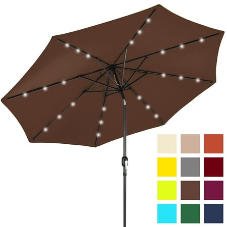 Brown Deluxe Board - BCP 10FT Deluxe Patio Umbrella W/ Solar LED Lights, Tilt Adjustment - Multicolor