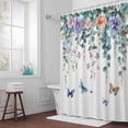 thumbnail image 5 of Flower Butterfly Fabric Shower Curtain Eucalyptus Leaves Washable Shower Curtains for Bathroom, Waterproof Bath Curtain with Hooks Home Decor 72x84in, 5 of 8