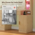 thumbnail image 5 of Afuhokles Fluted Vanity Desk with Lighted Mirror and Charging Station, Makeup Vanity with Shelves and 6 Drawers for Bedroom, Oak, 5 of 9
