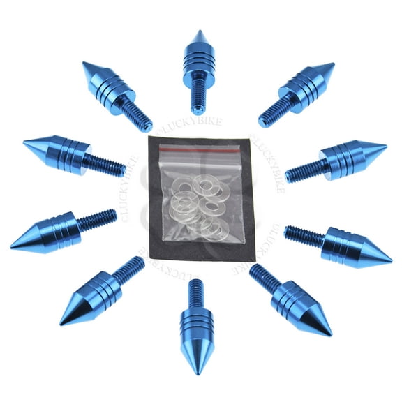10x Windscreen Spike Bolt Kit Blue CBR GSXR Stud M6 x 1.25p Wellnut Fairing