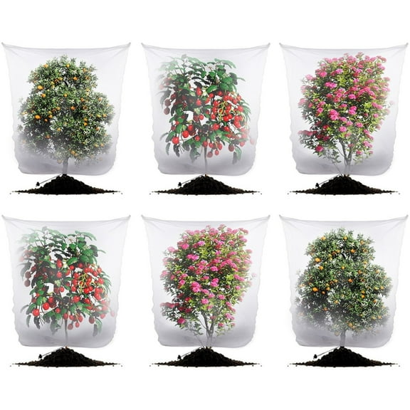 6 Pcs Garden Plants Protection Netting Cover Bags,Garden Bird Barrier Mesh Covers Bag to Prevent Fruits and Vegetable from Squirrel,Bird and Cicadas,Insect Netting Bag,3.3 Ft