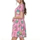 thumbnail image 2 of Balery pink Holiday Joy Vestidos sueltos de manga corta para mujer, vestidos de verano 2025, vestidos casuales de corte A con vuelo., 2 of 6