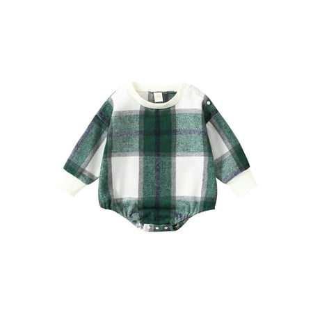 

Peyakidsaa Newborn Baby Boys Girls Casual Romper Infants Long Sleeve Plaid Bodysuit Jumpsuit Clothes