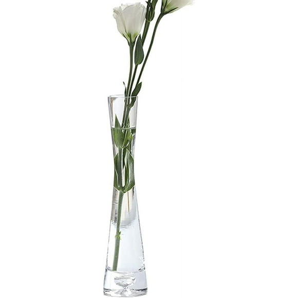 Sturdy Base Transparent Cylinder Glass Vase, Elegant Slim Vase For Floral Arrangement Or Wedding Centerpiece (Simple Size Design)