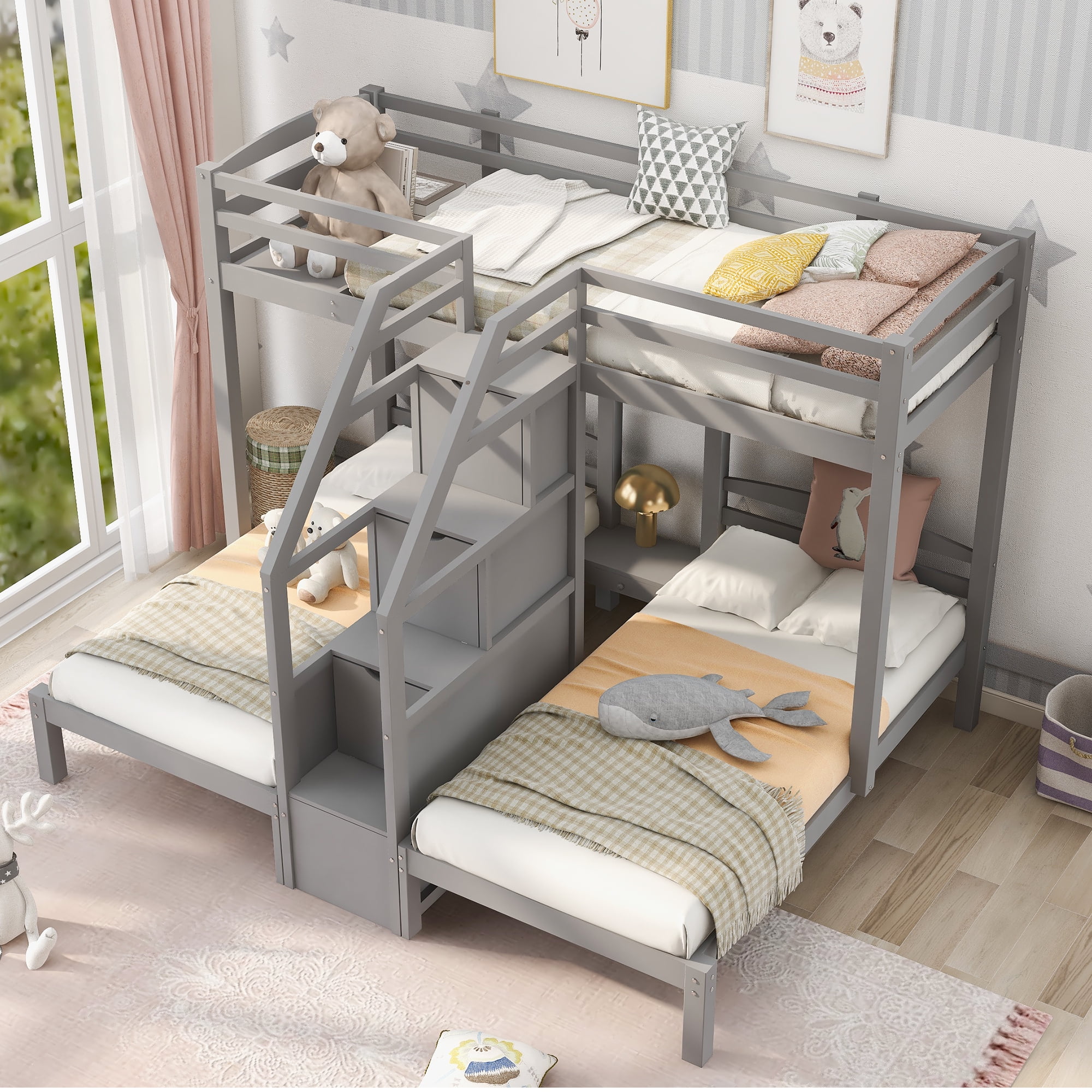 Twin over twin bunk bed with drawers discount