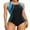 Blue, variant on Alove Women's Wide Straps Training Bath Suit Splicing Color Square Neck Sport Swimsuit