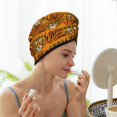 thumbnail image 3 of Yiaed Tiger Print Hair Cap with Button,Coral Fleece Hair Towel Wrap for Women Wet Hair,Quick Dry Turban for Wet Hair Long Thick Hair, 3 of 5